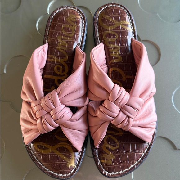 SAM EDELMAN Garson Pink Knotted Leather Slide Sandals Women’s Size 7.5 - Picture 16 of 16